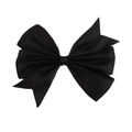 Classic black grosgrain ribbon bow hair clip for babies with stylish V-shape texture - Black