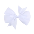 Classic pure white grosgrain ribbon hair bow clip for babies and young girls - White