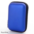 Royal blue hard shell rectangular storage pouch for earphones and cables with zipper - Sapphire Blue
