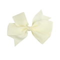 Classic cream ribbed ribbon V-shaped bow hair clip for babies and toddlers - Beige