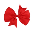 Red grosgrain ribbon bow hair clip for babies with high-quality ribbed texture - Red