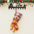 Large Christmas stocking with 3D reindeer doll and red plaid cuff for holiday decoration - Elk Style