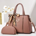 Set borsa a mano e portamonete rosa antico con elegante foulard e dettagli oro - Rosa