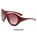 Y2K oversized futuristic cycling sunglasses with red frame and gradient red lenses - Red Frame Gradient Red Lens