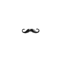 Minimalist black mustache stud earrings in polished metal finish on white background - Black Mustache