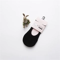 Women's black cotton invisible boat socks with silicone non-slip heel and package - One Size / Black