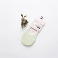 Light green cotton low cut invisible socks with non-slip silicone and knit texture - One Size / Light Green