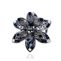 Pince à cheveux vintage ajourée avec cristaux bleu foncé et strass pour femmes - Losange / Bleu Canon de Fusil