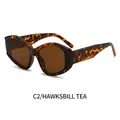 Polygonal tortoise shell sunglasses with tea lenses and wide fashion temples - Tortoiseshell Frame Tea Lens