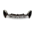 Makroansicht der Hip-Hop-Vampirzähne Grillz in Gunmetal mit polierter Beschichtung - Gunmetal Black Upper Tooth