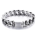 Punk skull armband van roestvrij staal met dikke zilveren schakelketting voor heren - Plug Sluiting Stijl (KB80115-BD)