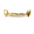 Hip Hop Vampirzähne Gold Grillz mit hochglanzpoliertem Metallfinish auf weißem Grund - Gold Obere Zähne