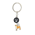 Close-up of alloy enamel pet keychain with shiba inu bone and paw print charms - Shiba Inu