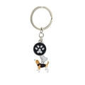 Detail of Beagle dog keychain with metal bone and paw pendants in colorful enamel finish - Foxhound