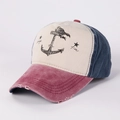 Berretto da baseball in cotone invecchiato con ricamo ancora e stampa Hope Ride - Regolabile / Tesa Rosso Vino + Blu