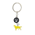 Detail of dog keychain with golden retriever charm, bone pendant and paw print tag - Golden Retriever