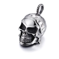 Collana con ciondolo a teschio punk vintage in acciaio inossidabile argento inciso - Stile Fantasia (KP55230-BD)