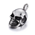 Vintage silver skull pendant necklace in retro punk style made of titanium steel - Plain Style (KP55229-BD)