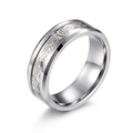 Polished silver tungsten ring with intricate Celtic dragon pattern and mirror finish - Steel
