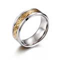 Anello in tungsteno con motivo a drago dorato e finitura argento lucido per uomo e donna - US 9 / Oro