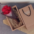 Deluxe gift box with 7 red soap roses in a brown kraft bag for Valentine's Day - Premium 7 Pieces / Red