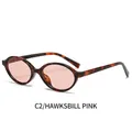 Oval retro sunglasses with hawksbill leopard frame and light pink lenses - Tortoise Frame Pink Lens