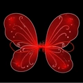Vibrant red LED butterfly wings with gold glitter and elastic straps for costume play - One Size / Red