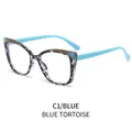 Montatura occhiali cat eye TR90 in tartarugato blu con stanghette azzurre - Tartaruga embricata blu