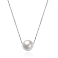 Collar minimalista de plata de ley S925 con un colgante de perla blanca redonda - Plata 925 / SVN101-Plata