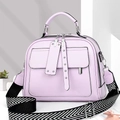 Licht lila crossbodytas voor dames met geweven riem en glad PU-leer - Paars