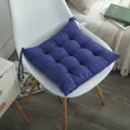 Navy blue square thickened chair cushion with nine-hole tufted design and secure ties - [Square] Royal Blue