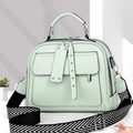 Minimalistische mintgroene leren crossbodytas met een brede visgraat schouderband dames - Groen