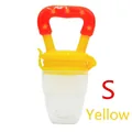 Yellow baby silicone fruit feeder with star handle and dust cover in small size S - S / Yellow