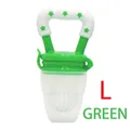 Green baby fruit feeder pacifier with silicone mesh bag and star handle size L - L / Green