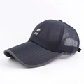 Gorra de béisbol de malla azul oscuro con visera larga y parche Happy Luck para verano - Estilo Etiqueta Happy Luck (Azul Marino 1)