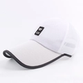 White breathable mesh baseball cap with black Good Luck patch and extended brim - Good Luck Tag Style (White 1)