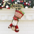 Large festive Christmas stocking with 3D Santa Claus and Merry Christmas embroidery - Santa Claus