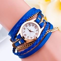 Three-layer wrap watch featuring royal blue woven cord and rose gold alloy case - Sapphire Blue