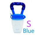 Blue baby fruit feeder silicone pacifier with star pattern handle and S size mesh bag - S / Blue