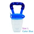 Blue baby fruit feeder size large with star handle and silicone mesh for weaning - L / Blue