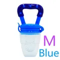 Blue baby fruit silicone feeder pacifier in size M with star textured handle - M / Blue