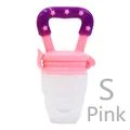 Pink baby fruit feeder with silicone mesh bag and purple star handle in size S - S / Pink