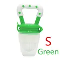 Green baby fruit feeder with silicone mesh bag and star pattern handle in size S - S / Green