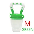 Green baby fruit feeder pacifier in size M with star handle and silicone mesh - M / Green