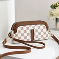 Minibolso bandolera para móvil con estampado de tablero de ajedrez marrón y blanco - Blanco