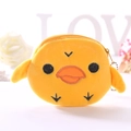 Cute yellow plush chick coin purse with embroidery details and silver bead chain hook - Chicken