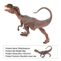 Solid Dilophosaurus toy dinosaur model with movable jaw, 14x5x7cm realistic brown figure - 14x5x7cm / Dilophosaurus / 80.00g