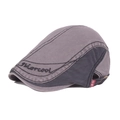 Berretto piatto in cotone grigio da uomo con ricamo laterale e cinturino regolabile - Regolabile / Grigio Patchwork