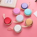 Round tinplate coin purses in seven assorted colors with zip closure and wrist straps - Style G Mixed - Solid Color Hard Shell