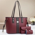 Set borse 3 pezzi bordeaux in pelle testurizzata con dettagli in metallo dorato - Rosso
